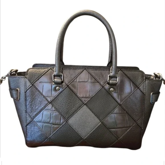 EUC Coach Blake Carryall 25 Gunmetal Patchwork 3 Way Tote Bag